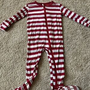 Kickee Red and White Striped Footie